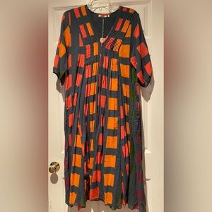 Dolma Geometric Midi Dress- Size Large- pockets! NWT